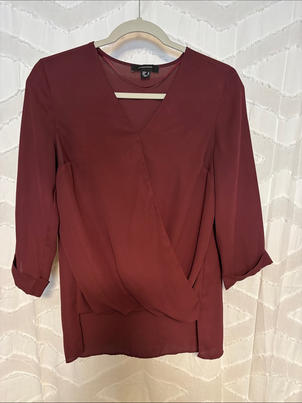 Atmosphere Wine Wrap-Front Blouse